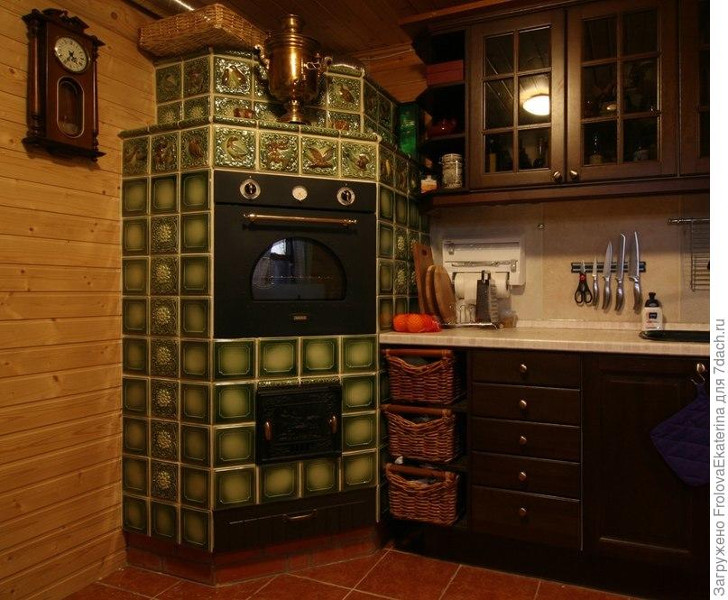 Современная русская печь на кухне. Фото с сайта dizaka.ru