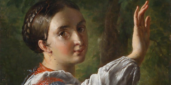 В. Тропинин. Девушка-украинка, собирающая сливы. 1820-е годы