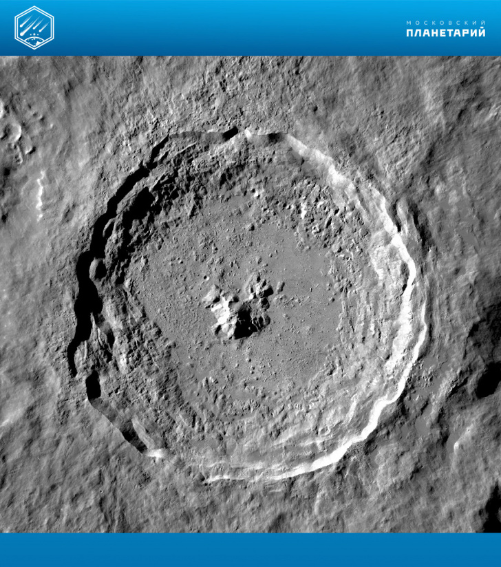  Кратер Тихо, диаметр 85 км. Лунный орбитальный зонд, НАСА, США, 2009 г. 