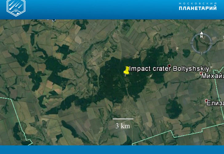 Район Болтышского кратера. Снимок из космоса.