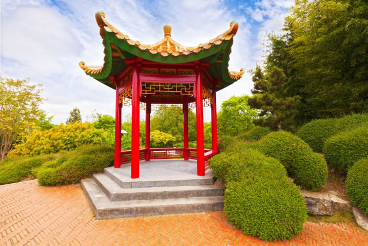 Японская пагода идеально впишется в минималистичный дизайн сада. © westerntimberframe