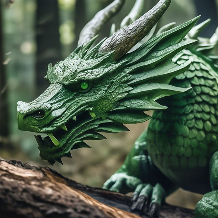Зеленый деревянный дракон — символ года! Подойдет не только в квартиру, но и в сад. © Русана