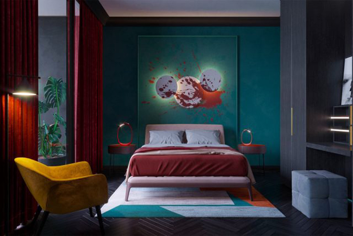 Казалось бы, красный в спальне неуместен, однако это не так. © home-designing