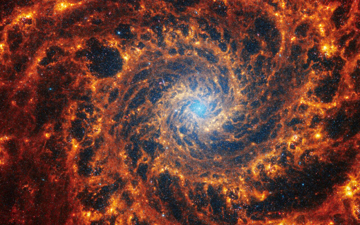Галактика NGC 628. Credit: NASA, ESA, CSA, STScI, J. Lee (STScI), T. Williams (Oxford), PHANGS Team, E. Wheatley (STScI)