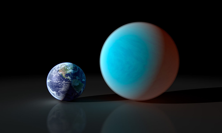 Экзопланета 55 Cancri e в сравнении с Землей. Credit: NASA