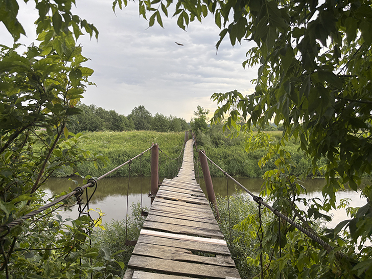 Подвесной пешеходный мост в селе Дулово (фото Олег Д., июль, 2025)