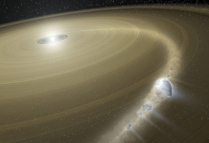 Художественное представление поглощения белым карликом фрагментов ледяной карликовой планеты, напоминающей Плутон. Credit: T. Pyle