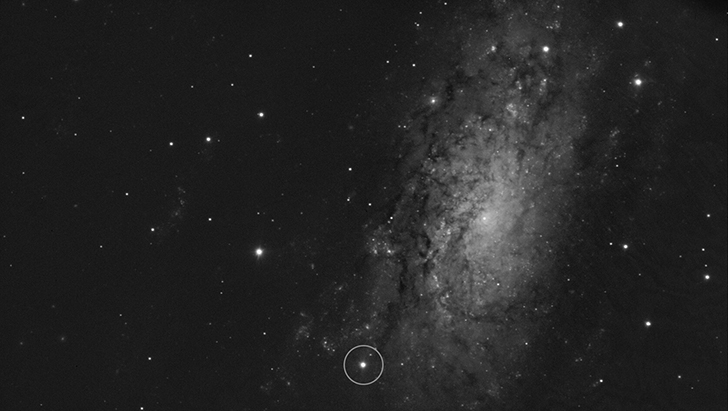 На снимке показано расположение сверхновой SN 2024ggi в галактике NGC 3621. Credit: ESO/Y. Yang et al.