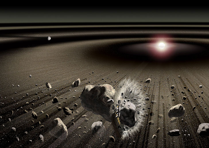 Столкновения в молодой Солнечной системе. Credit: ESA