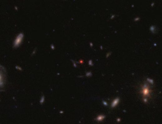 Пример одной из множества обнаруженных космическим телескопом «James Webb» маленькой красной точки, которая ранее принималась за массивную галактику в ранней Вселенной. Credit: CEERS; Finkelstein et al.