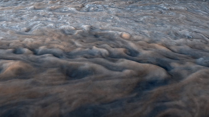 Взгляд на Большое Красное пятно Юпитера в перспективе. Credit: NASA