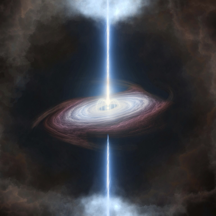 Художественное представление магнетара, окруженного аккреционным диском, который колеблется. Credit: Joseph Farah and Curtis McCully, Las Cumbres Observatory