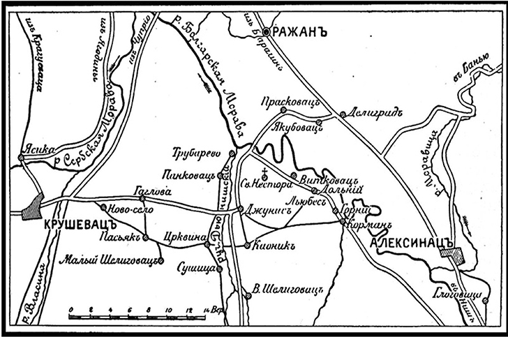 Карта сражения при Джунисе. Военная энциклопедия И. Д. Сытина (Санкт- Петербург; 1912 год)